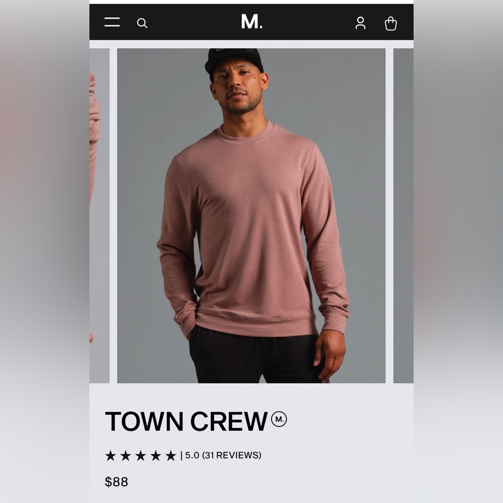 Municipal Town Crew, Mauve, Size Large